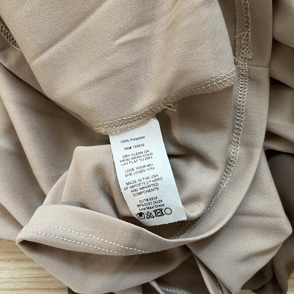 Show Me Your MuMu June Maxi Dress Size XS Dune Crisp Chiffon Brown Smocked Flowy - Picture 7 of 11